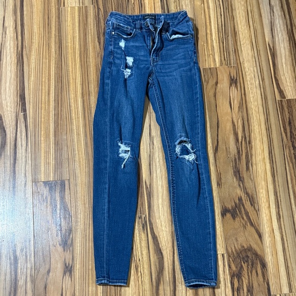 Warehouse Denim - Warehouse Navy Ripped Skinny Jeans